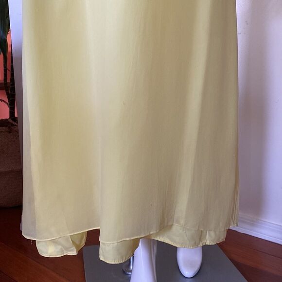 Vintage Lemon Yellow 60s/ 70s Maxi Chiffon Gown - Picture 4 of 16